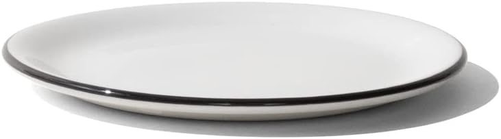 Made In Cookware - Set of 4 - Bread and Butter Plates - White With Black Rim - Porcelain - Crafted in England