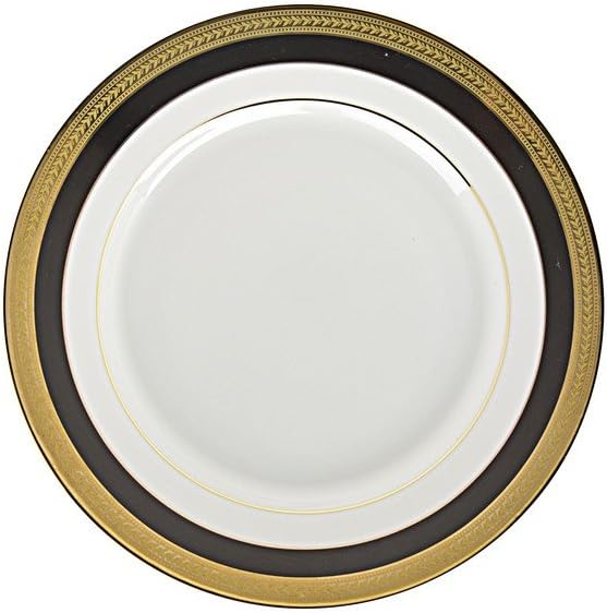 10 Strawberry Street Sahara Black 7" Bread & Butter Plate, Set of 6, White/Black/Gold