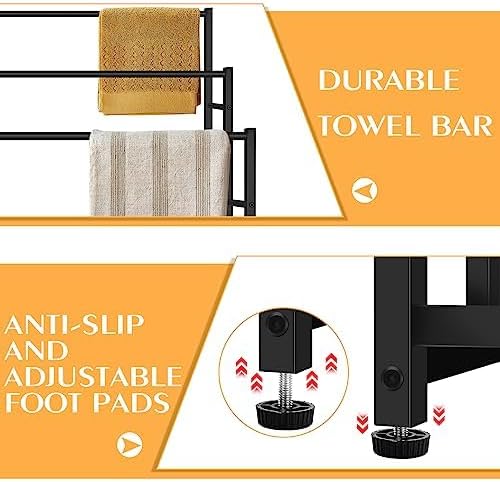 47.6 Inch Tall Free Standing Towel Racks 3 Tier Pool Towel Rack Outdoor Oversized Floor Bath Towel Drying Valet Holder Blanket Quilt Rack Stand for Bathroom Bedroom Beach Hot Tub Gym Pool Area Outside