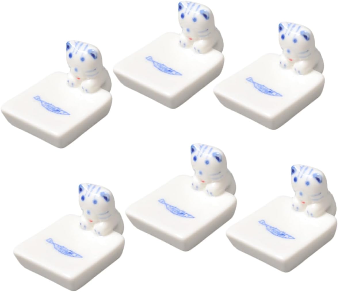 Cute Cat Chopsticks Rest Ceramic Kitten Chopstick Holder Japanese Style Chopstick Pillow for Easy Cleaning