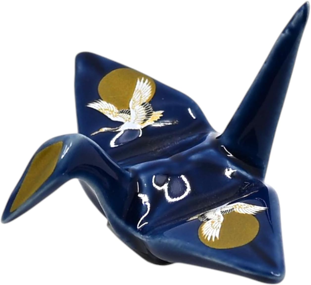Urban Tokyo Set of 12 Origami Crane Design Porcelain Chopstick Rests Holder, Wedding Favor, Decorative Ornament, Home Table Chopsticks Arrangement Decor (Moon Crane Black)