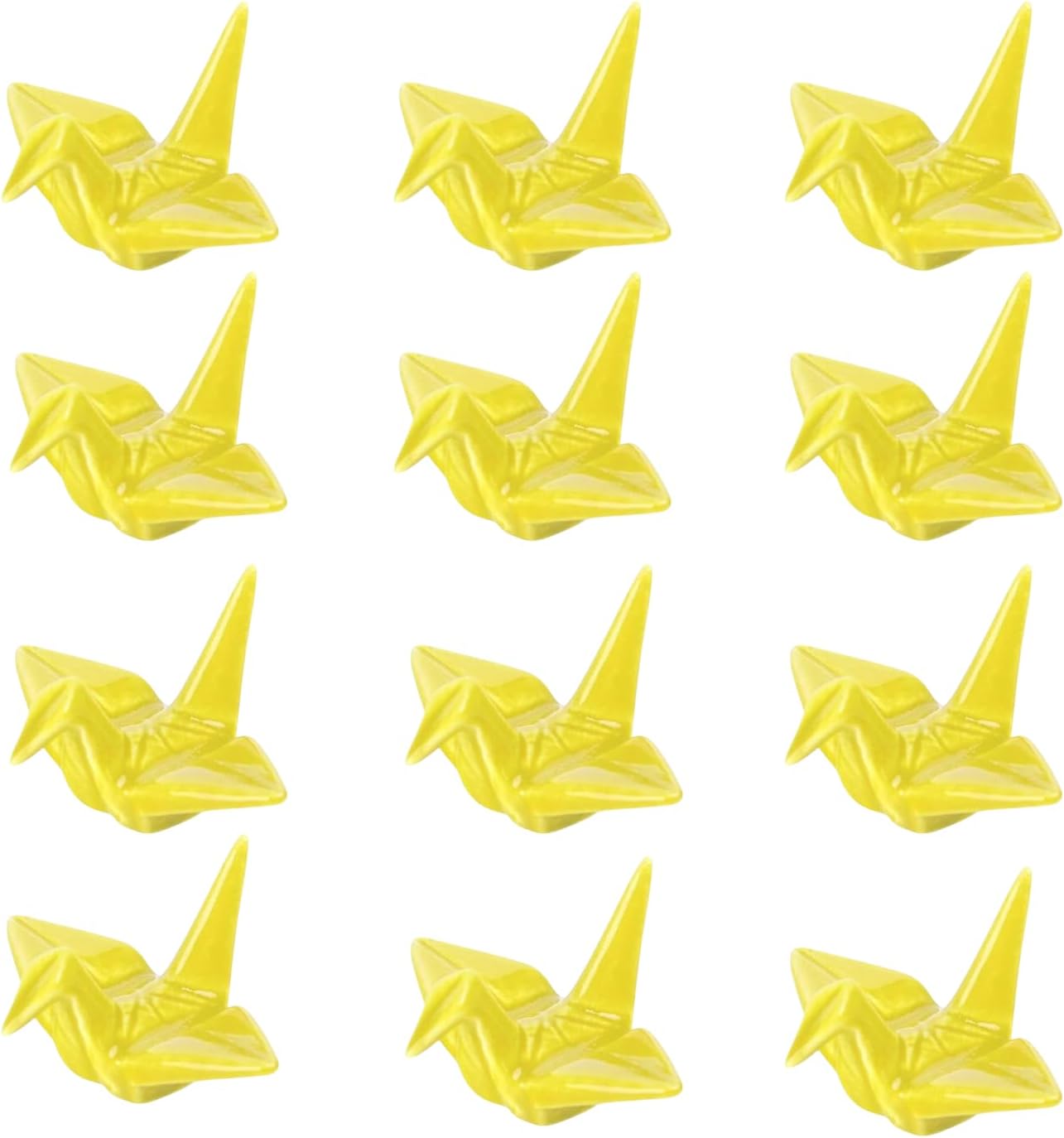 Urban Tokyo Set of 12 Origami Crane Design Porcelain Chopstick Rests Holder, Wedding Favor, Decorative Ornament, Home Table Chopsticks Arrangement Decor (Moon Crane Black)
