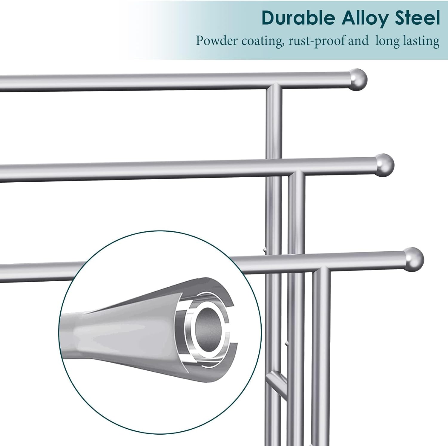 40" Tall Freestanding Towel Racks for Bathroom, 3 Tier Floor Towel Rack with Storage Basket, Blanket Ladder Drying and Display Rack for Large Bath & Hand Towel Outdoor Poolside (Silver)