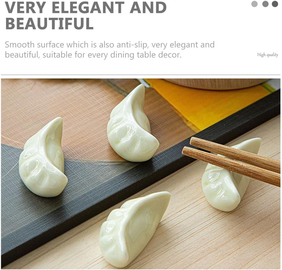 Hemoton 12 Pcs Ceramic Dumplings Shape Chopsticks Rest, Dinner Spoon Stand Knife Fork Holder for Home Restaurant Kitchen Home Décor Chopsticks (White)