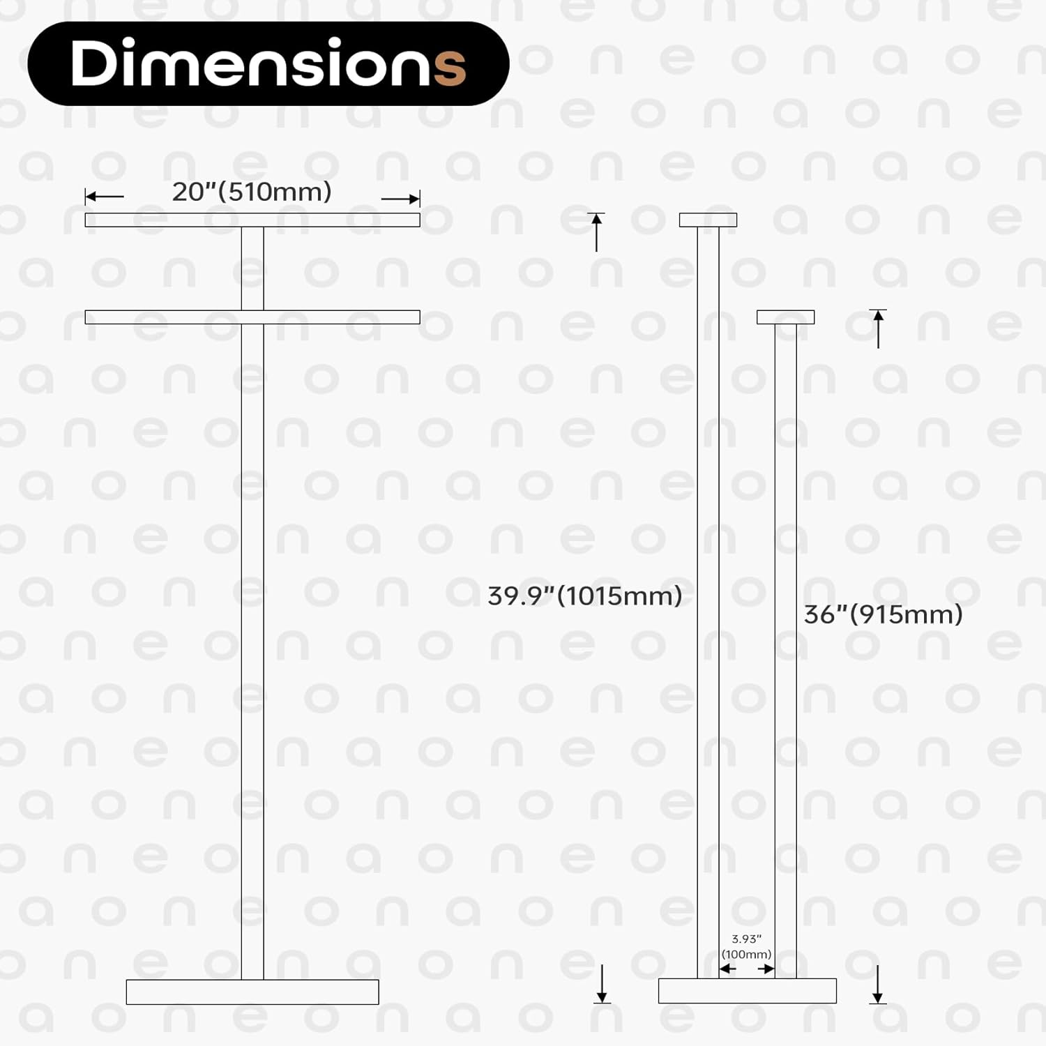 Free Standing Towel Racks Matte Black 2-Tier Towel Holder for Bathroom Floor Stand with Heavy Marble Base Thicken Steady Design Stainless Steel AN7001MB