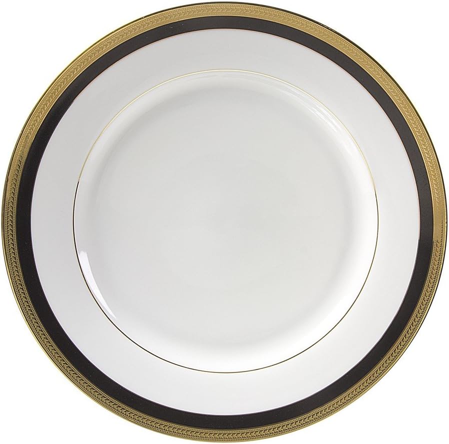 10 Strawberry Street Sahara Black 7" Bread & Butter Plate, Set of 6, White/Black/Gold