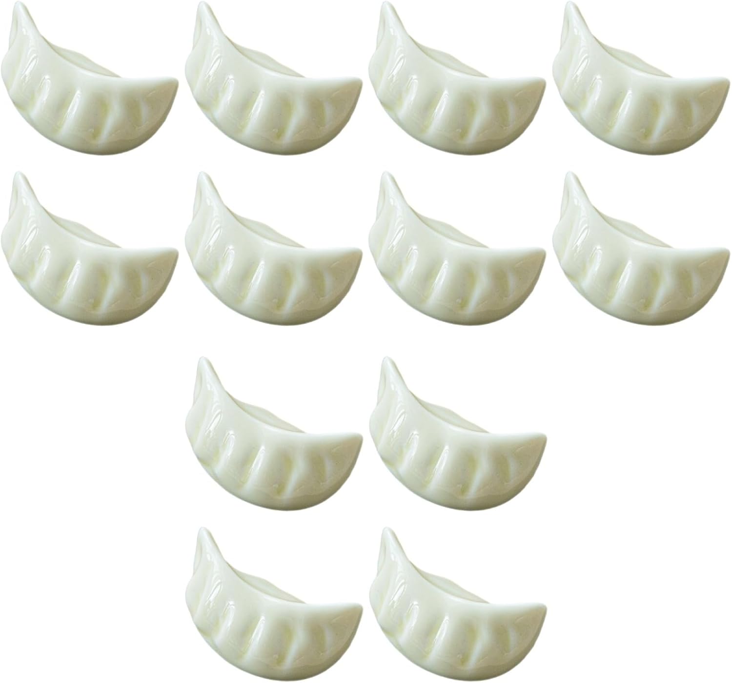 Hemoton 12 Pcs Ceramic Dumplings Shape Chopsticks Rest, Dinner Spoon Stand Knife Fork Holder for Home Restaurant Kitchen Home Décor Chopsticks (White)