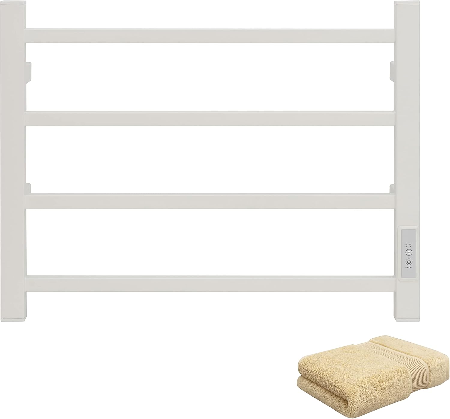 KEG Towel Warmer 8 Bars for Bathroom Freestanding or Wall Mounted Bath Towel Heater Plug-in with Built-in Timer Silver