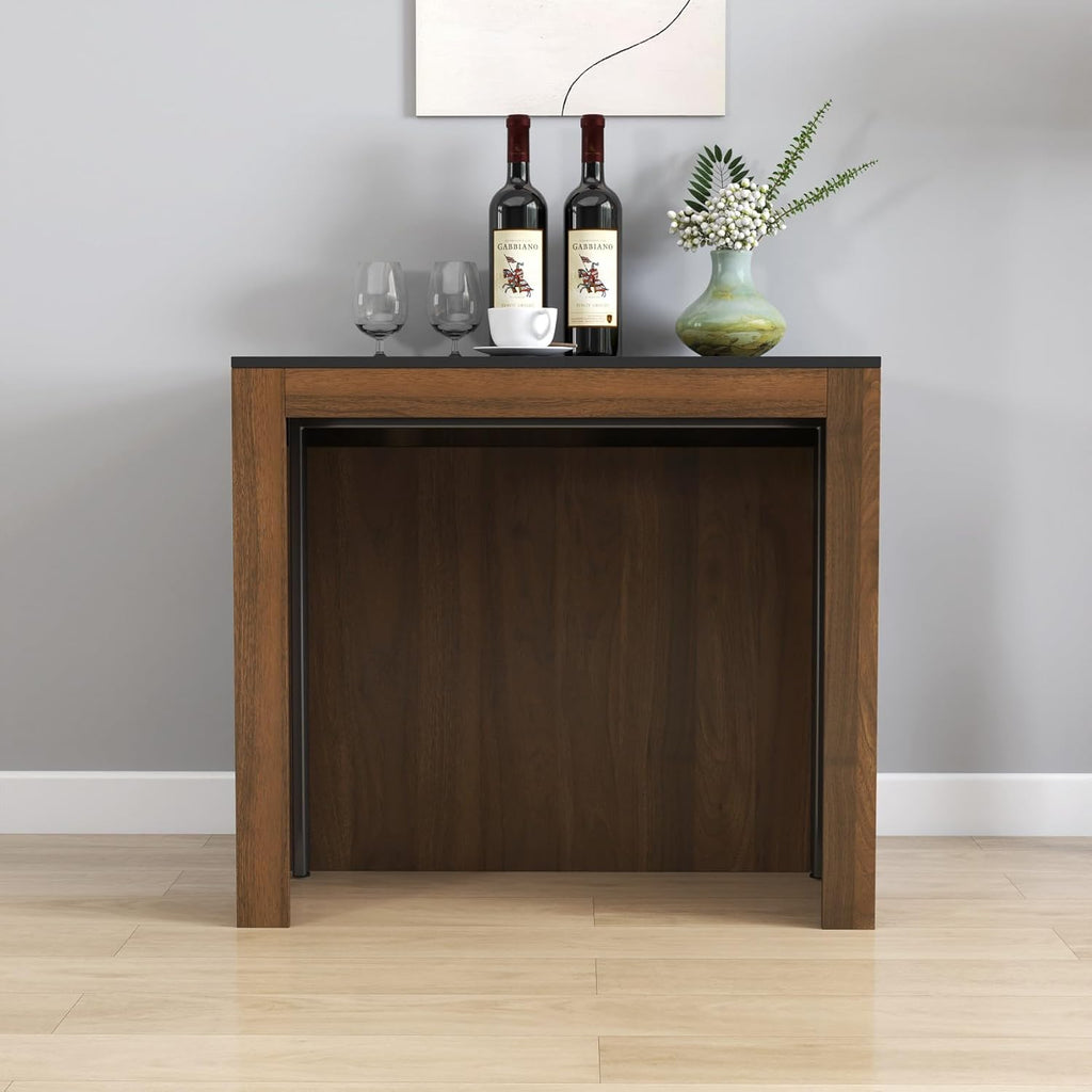 KEIKI 23.62”-118”L Extendable Foldable Dining Room Table with Storage Cabinet & Outlet, 1-10 People Wood Modern Rectangle Expandable Furniture for Kitchen Living Meeting Room, 6 Length Options