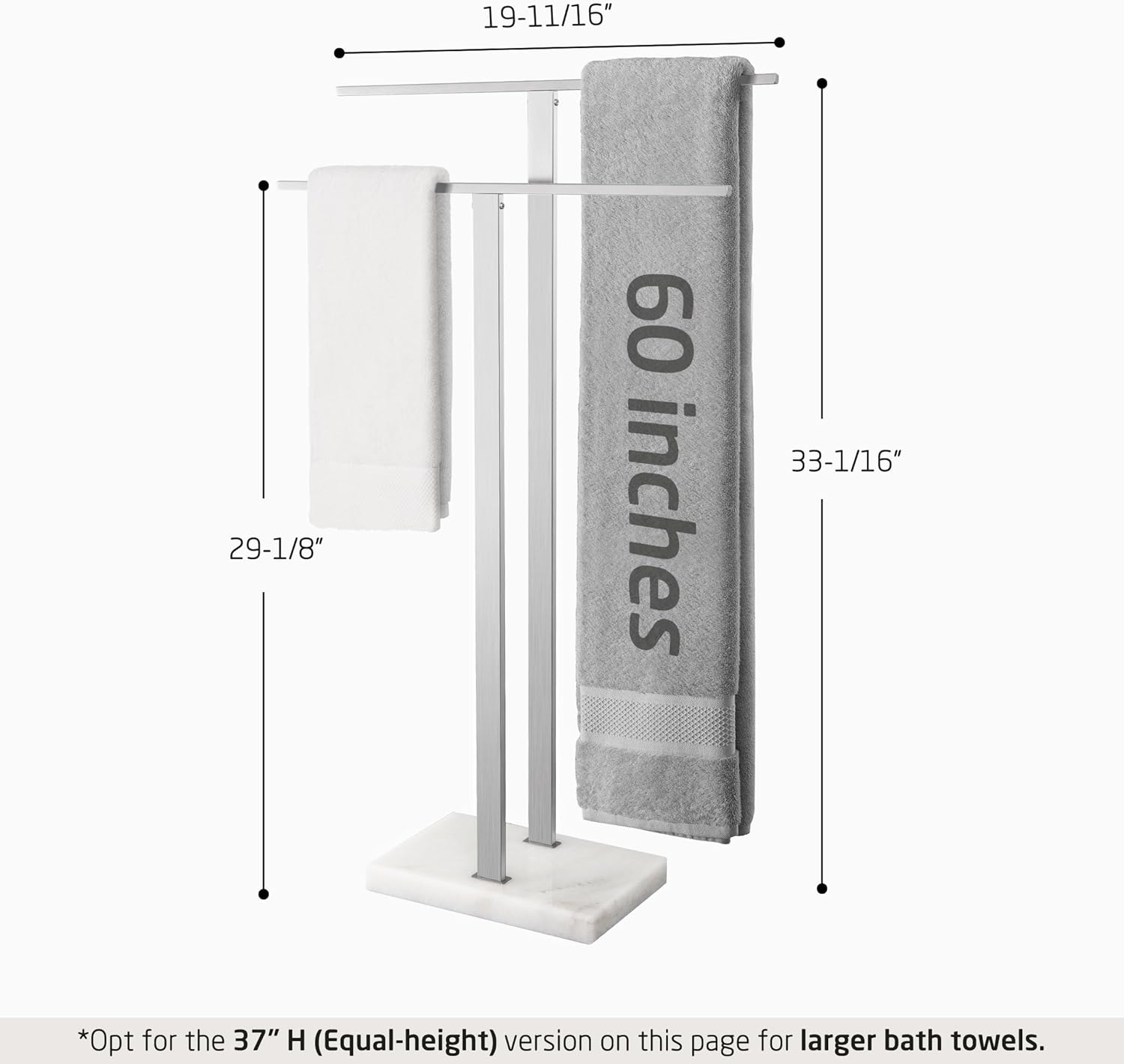 KES Standing Towel Racks for Bathroom 2-Tier, Floor Towel Rack Stand with Heavy Marble Base, Upgrade Steady Design, Pro-Grade 18/8 Stainless Steel Brushed Finish, BTH217-2