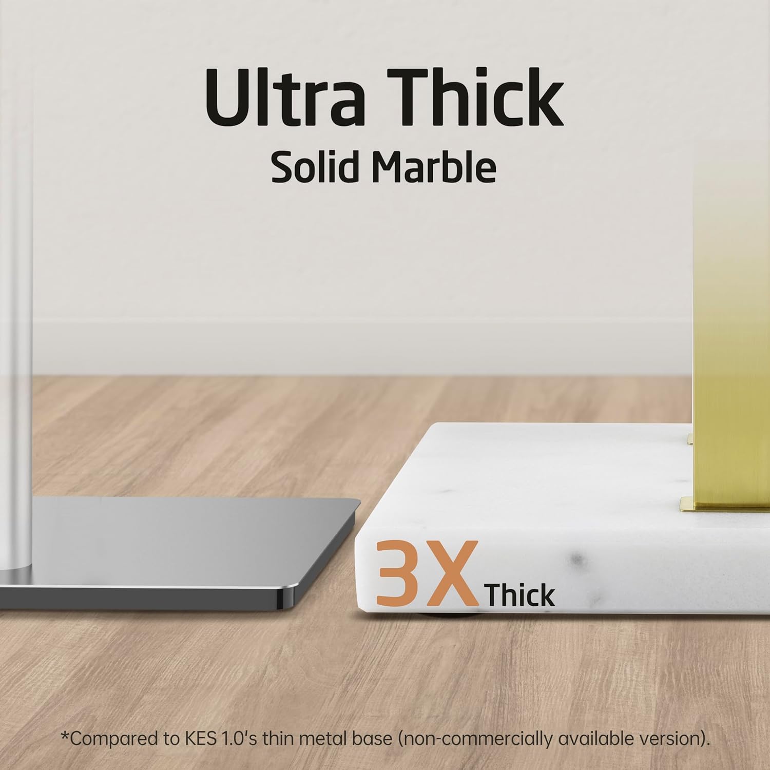 KES Standing Towel Rack with Marble Base, 2-Tier Towel Stand for Bathroom Floor, Upgrade Steady Design, T-Shaped Towel Drying Rack Gold, SUS304 Stainless Steel, Brushed Gold Finish, BTH217-BZ