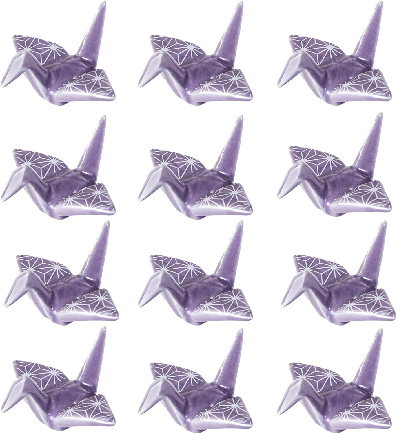 Urban Tokyo Set of 12 Origami Crane Design Porcelain Chopstick Rests Holder, Wedding Favor, Decorative Ornament, Home Table Chopsticks Arrangement Decor (Moon Crane Black)
