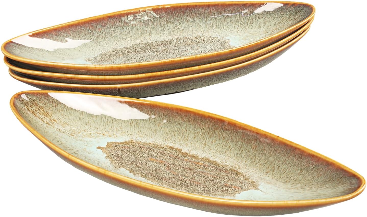 Ceramic Dinner Plates Set of 4, for Bread, Pasta, Salad, sushi - Microwave, Oven and Dishwasher Safe, Scratch Resistant durable Black reactive glaze