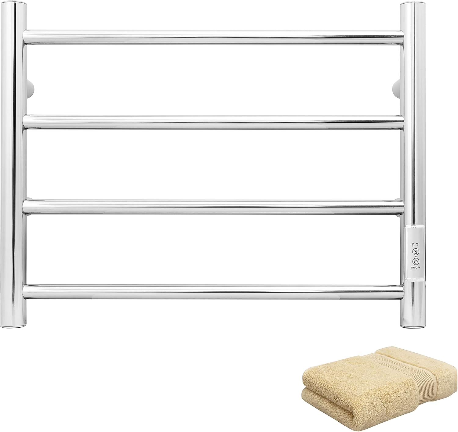 KEG Towel Warmer 8 Bars for Bathroom Freestanding or Wall Mounted Bath Towel Heater Plug-in with Built-in Timer Silver