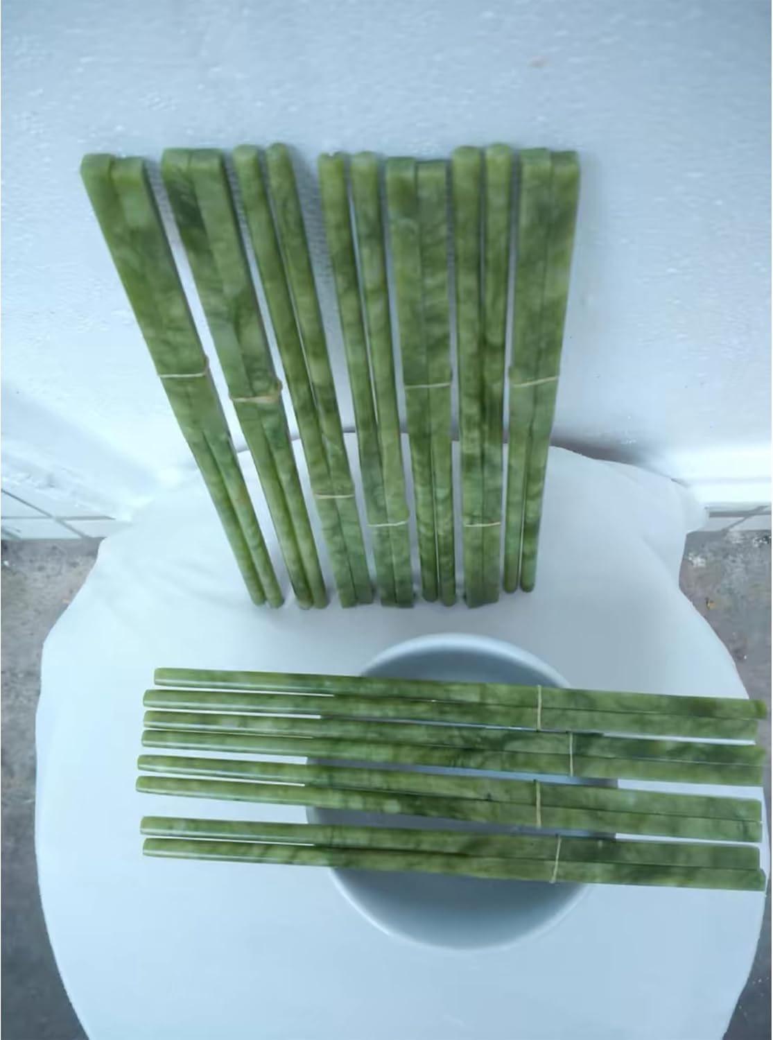 Natural Jade Chopsticks Reusable: Decorative Jade Stone Turtle Chopstick Holder, Green Chinese Chopsticks Set, Dishwasher safe
