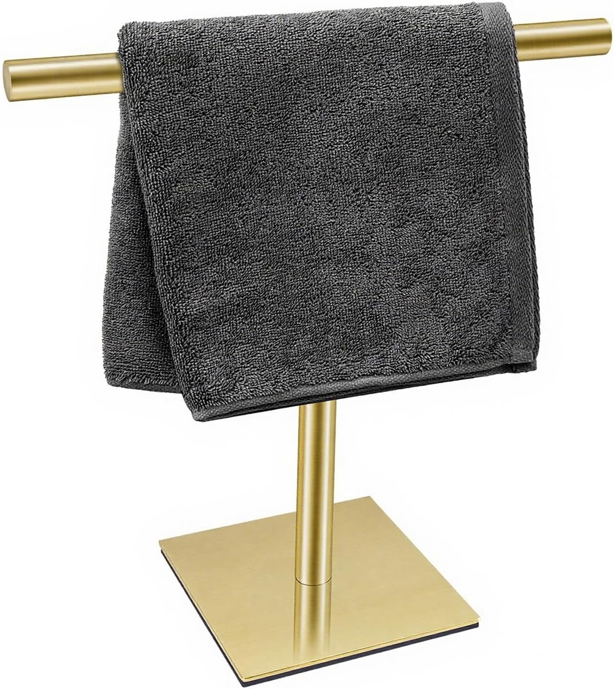 Freestanding Towel Rack for Bathroom Bath Towel Holder Standing on Floor Double Towel Bar Brass Chrome