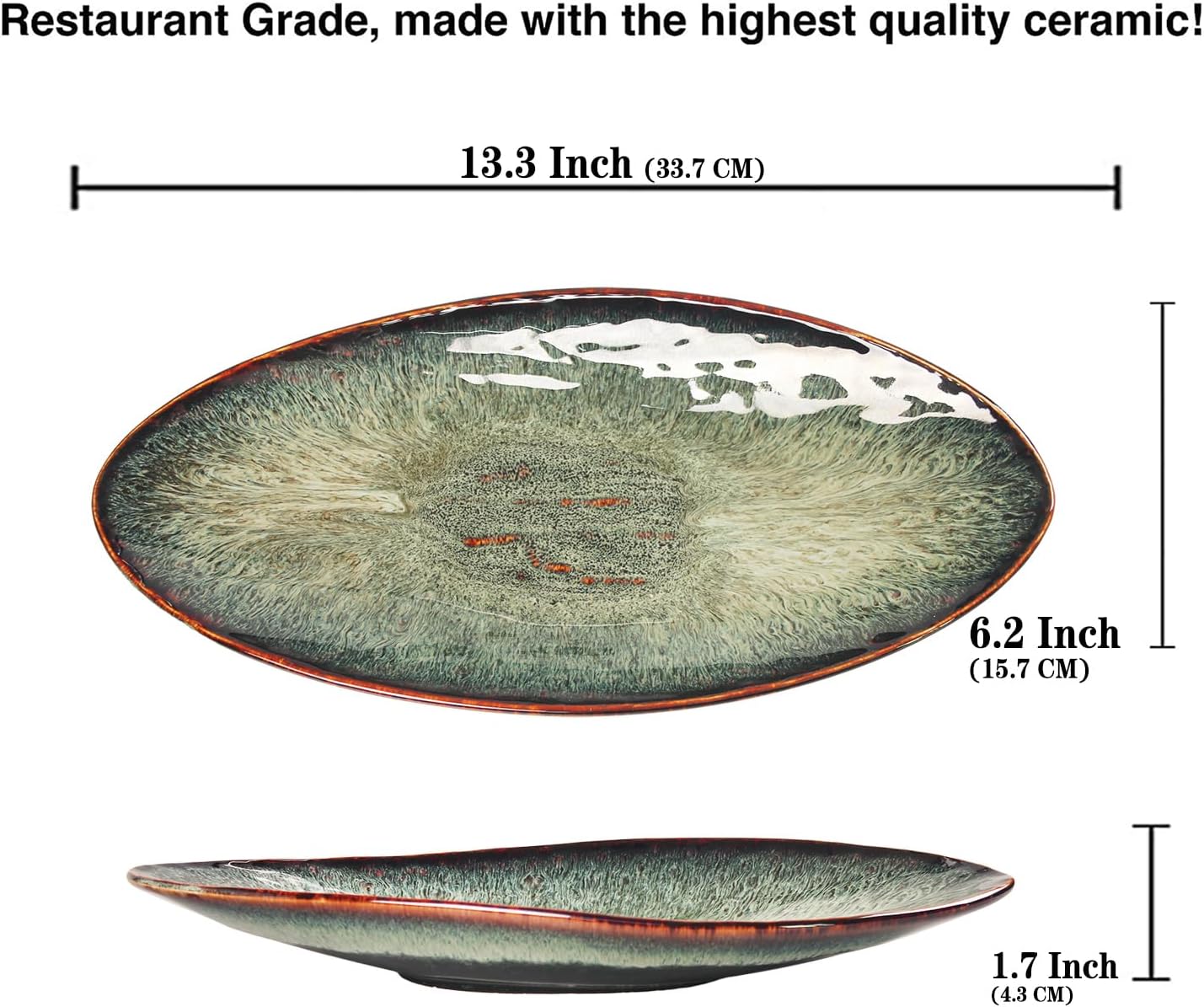 Ceramic Dinner Plates Set of 4, for Bread, Pasta, Salad, sushi - Microwave, Oven and Dishwasher Safe, Scratch Resistant durable Black reactive glaze